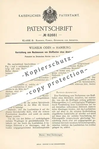 original Patent - Wilhelm Oden , Hamburg , 1894 , Nachmessen von Stoffballen ohne Abwickeln | Stoff , Schneider !!!