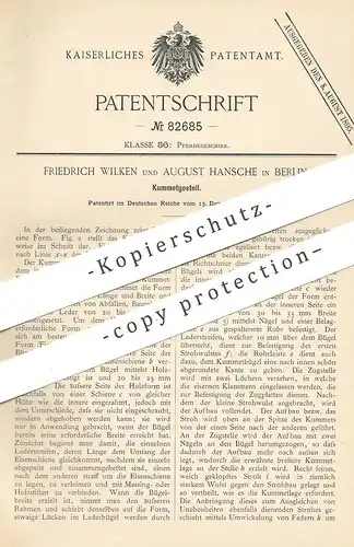 original Patent - Friedrich Wilken , August Hansche , Berlin , 1894 , Kummetgestell | Kummet - Gestell | Pferde , Pferd
