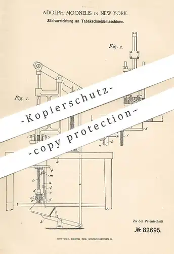 original Patent - Adolph Moonelis , New York , 1894 , Zählwerk an Tabak - Schneidemaschinen | Zigarre , Zigarette !!