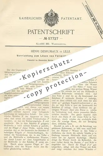 original Patent - Henri Desrumaux , Lille , 1889 , Lösen von Fällmitteln in Wasser | Wasserleitung , Klempner , Spülung
