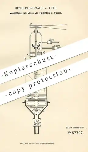 original Patent - Henri Desrumaux , Lille , 1889 , Lösen von Fällmitteln in Wasser | Wasserleitung , Klempner , Spülung