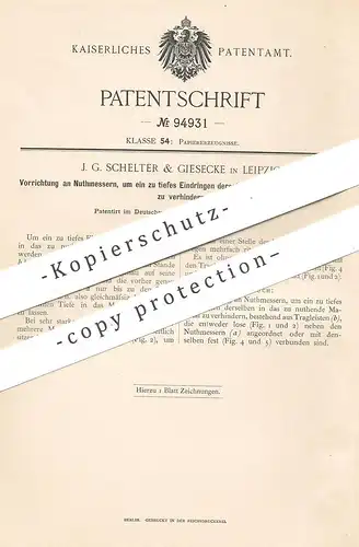 original Patent - J. G. Schelter & Giesecke , Leipzig , 1897 , Nutmesser | Nut - Messer | Nuth , Papier , Buchbinder !!