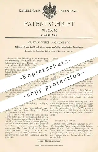 original Patent - Gustav Wilke , Grüne , 1900 , Kettenglied aus Draht | Ketten - Glied | Kette | Drahtkette !!!!