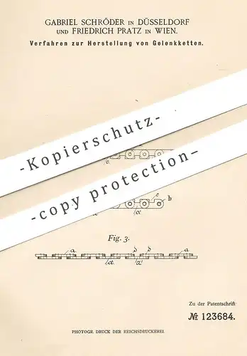 original Patent - Gabriel Schröder , Düsseldorf , Friedrich Pratz , Wien , 1900 , Gelenkkette | Gelenk - Kette | Fahrrad