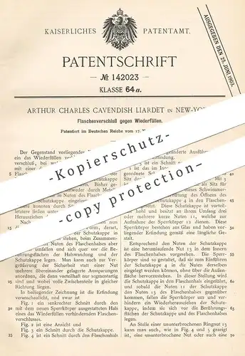 original Patent - Arthur Charles Cavendish Liardet , New York , 1900 , Flaschenverschluss | Flaschen - Verschluss | Kork