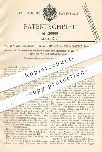 original Patent - AG Brown , Boveri & Cie , Baden , Schweiz , 1900 , Anlasser für Elektromotor | Motor , Motoren !!!