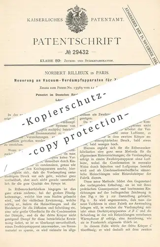 original Patent - Norbert Rillieux , Paris , Frankreich , 1883 , Vakuum - Verdampfapparat für Zuckersaft | Zucker !!!