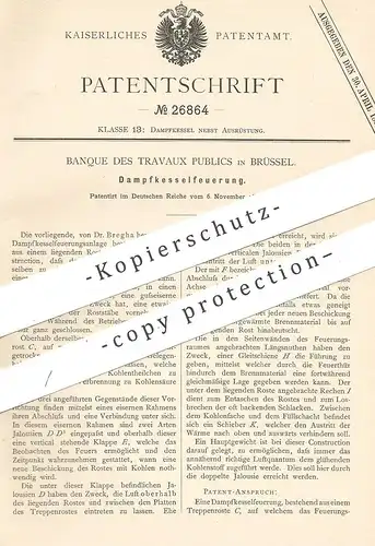 original Patent - Banque des Travaux Publics , Brüssel , 1883 , Dampfkesselfeuerung | Dampfkessel - Feuerung | Ofen !!!