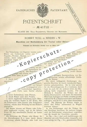 original Patent - Robert Noll , Minden , 1887 , Nachahmung der Textur edler Hölzer | Holz - Furnier | Tischler , Kisten