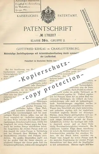 original Patent - Gottfried Kerkau , Berlin / Charlottenburg , 1905 , Zentrifugalpumpe | Pumpe , Pumpen | Zentrifuge !!!