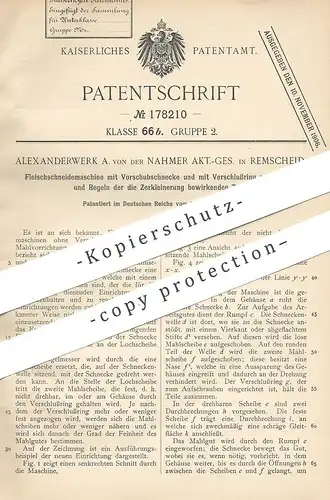 original Patent - Alexanderwerk A. von der Nahmer AG Remscheid , 1906 , Fleischschneidemaschine | Fleisch , Schlachter !