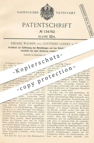 original Patent - Eduard Wagner , Gottfried Lorenz , Wien 1901 , Entfernung von Metallbelag u. Schutzanstrich am Spiegel