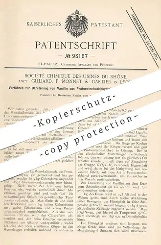 original Patent - Société Chimique des Usines du Rhône , Anct. Gillard , P. Monnet & Cartier , Lyon , Darst. v. Vanillin