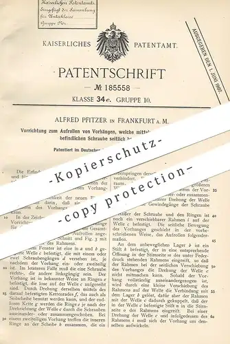 original Patent - Alfred Pfitzer , Frankfurt / Main , 1906 , Aufrollen von Vorhängen | Vorhang , Vorhänge , Gardinen