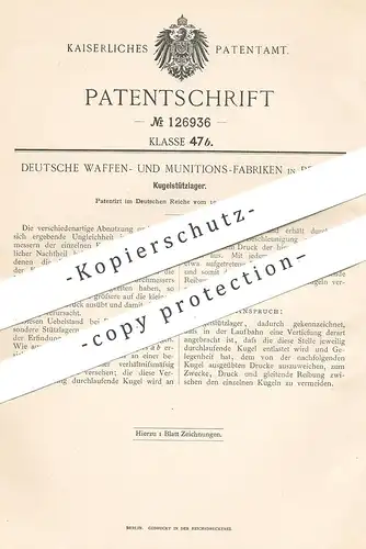 original Patent - Deutsche Waffen- & Munitions-Fabriken , Berlin , 1901 , Kugelstützlager | Kugellager !!