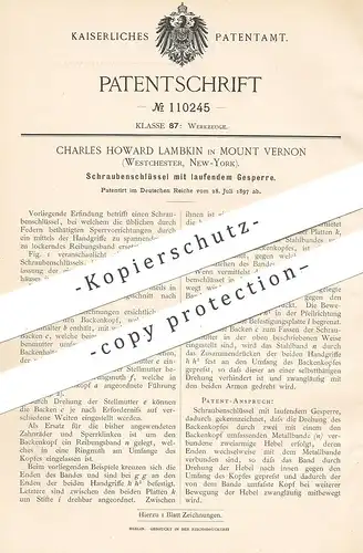 original Patent - Charles Howard Lambkin , Mount Vernon , Westchester , New York , 1897 , Schraubenschlüssel | Werkzeug