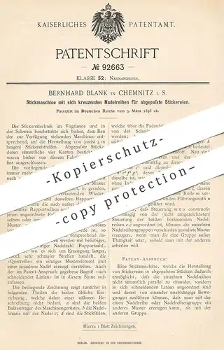 original Patent - Bernhard Blank , Chemnitz , 1896 , Stickmaschine mit kreuzenden Nadelreihen | Stickerei , Sticken !!