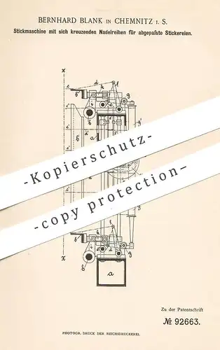 original Patent - Bernhard Blank , Chemnitz , 1896 , Stickmaschine mit kreuzenden Nadelreihen | Stickerei , Sticken !!