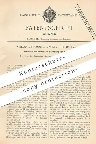 original Patent - William Mc Donnell Mackey , Leeds , England , 1894 , Herst. von Zyankalium | Kali , Chemie | Ofen