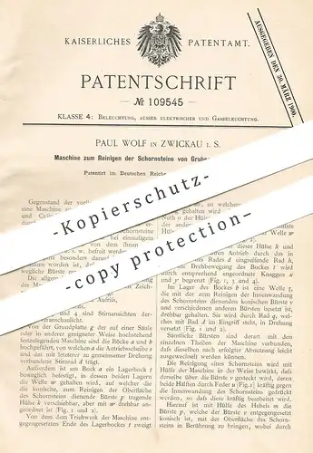 original Patent - Paul Wolf , Zwickau , 1899 , Reinigen der Schornsteine an Grubensicherheitslampe | Lampe | Schornstein