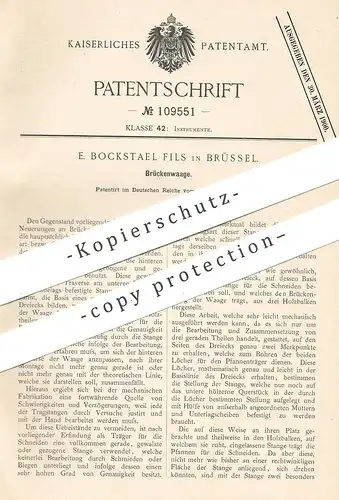 original Patent - E. Bockstael Fils , Brüssel , 1899 , Brückenwaage | Brücken - Waage | Waagen , Gewicht , Wiegen !!!
