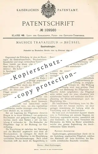 original Patent - Maurice Travailleur , Brüssel , 1899 , Gasdruckregler | Gasdruck - Regler | Gasmotor , Gas - Motor !!!