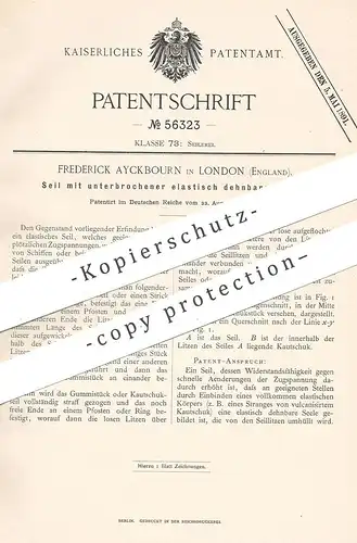 original Patent - Frederick Ayckbourn , London , England , 1890 , elastisches Seil | Boot , Schiff , Seiler , Seilerei