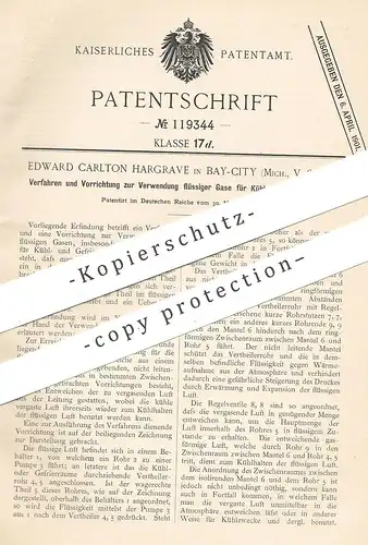 original Patent - Edward Carlton Hargrave , Bay City , Michigan , USA , 1899 , flüssige Gase zur Kühlung , Gefrieren !!