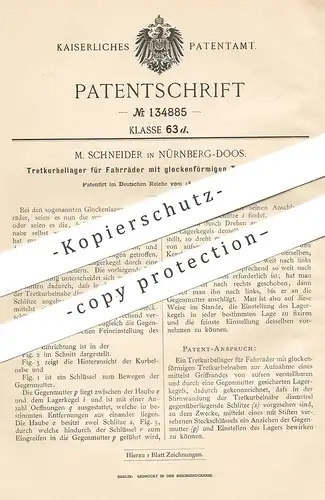 original Patent - M. Schneider , Nürnberg / Doos , 1901 , Tretkurbellager für Fahrräder | Fahrrad | Pedale , Tretkurbel