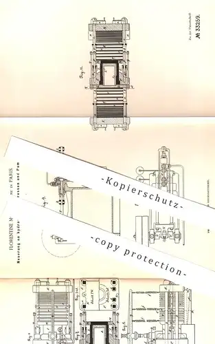 original Patent - Florentine Morane Jeune , Paris , Frankreich , 1885 , hydraulische Pressen u. Pumpen | Presse , Pumpe