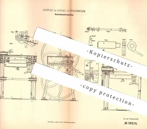 original Patent - Gustaf de Laval , Stockholm , Schweden , 1886 , Handschleudermaschine | Handschleuder | Schleuder !!!