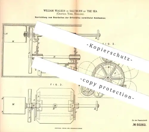 original Patent - William Walker , Saltburn by the Sea , York England , Abbau von Kohle , Schiefer mittels Hohl - Bohrer