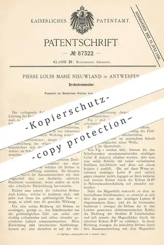 original Patent - Pierre Louis Marie Nieuwland , Antwerpen , 1895 , Drehstrommotor | Drehstrom - Motor | Strom , Magnet