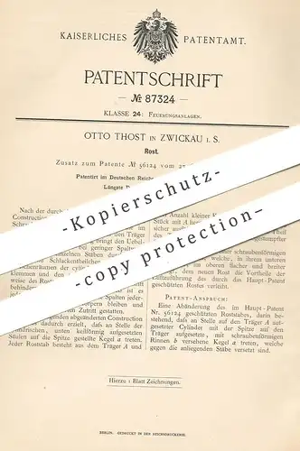 original Patent - Otto Thost , Zwickau / Sachsen , 1895 , Rost | Ofenrost , Ofen , Ofenbauer , Feuerung , Roststab !!!