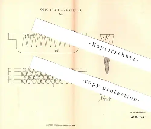 original Patent - Otto Thost , Zwickau / Sachsen , 1895 , Rost | Ofenrost , Ofen , Ofenbauer , Feuerung , Roststab !!!