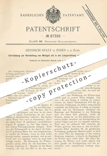 original Patent - Heinrich Spatz , Essen / Ruhr , 1895 , Herstellung von Walzgut | Walze , Walzen | Metall , Blech