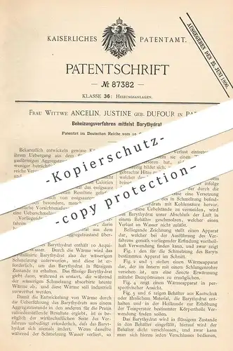 original Patent - Justine Ancelin / Dufour , Paris , Frankreich , 1894 , Heizen mittels Barythydrat | Heizung , Wärme