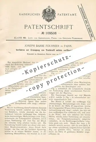 original Patent - Joseph Barbe Fournier , Paris , Frankreich , 1898 , Erzeugung von Treibkraft durch verflüssigte Gase