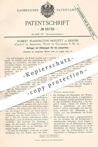 original Patent - Robert Washington Moffett , Denver , Arapahoe , Colorado , USA , 1890 , Rolllager | Kugellager , Lager