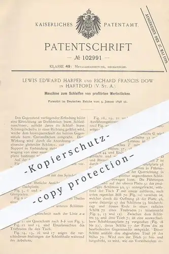 original Patent - Lewis Edward Harper , Richard Francis Dow , Hartford  USA , 1898 , Schleifmaschine , Drehbank | Metall