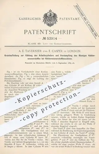 original Patent - A. E. Tavernier , E. Caspar , London , 1889 , Kreislaufleitung zur Kühlung an Motoren | Motor , Dampf