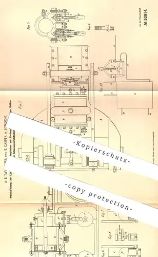 original Patent - A. E. Tavernier , E. Caspar , London , 1889 , Kreislaufleitung zur Kühlung an Motoren | Motor , Dampf