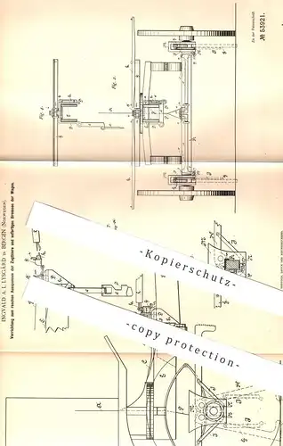 original Patent - Ingvald A. L. Lysgård , Bergen , Norwegen , 1889 , Ausspannen der Pferde am Fuhrwerk | Kutsche !!!