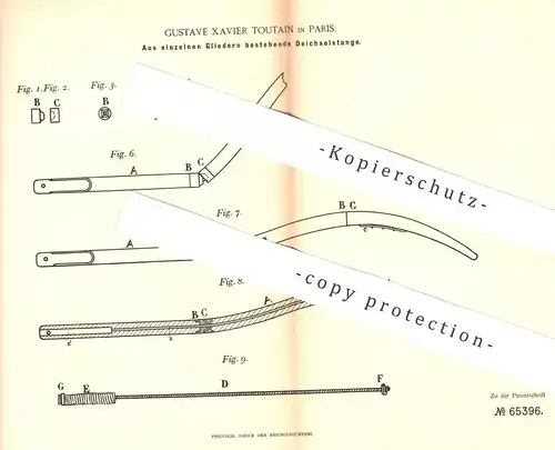 original Patent - Gustave Xavier Toutain , Paris , 1892 , Deichselstange | Deichsel | Pferdewagen , Kutsche , Pferde !!