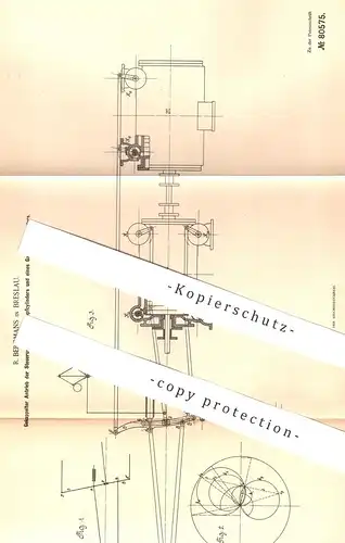 original Patent - R. Bergmans , Breslau , Antrieb der Steuerung von Dampfzylinder & Gaspumpenzylinder | Dampfmaschine