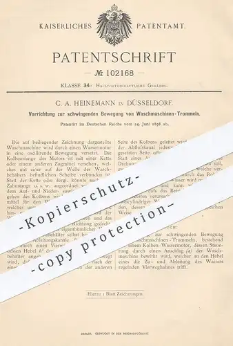 original Patent - C. A. Heinemann , Düsseldorf , 1898 , Bewegung von Waschmaschinen - Trommel | Wäscherei , Wäsche