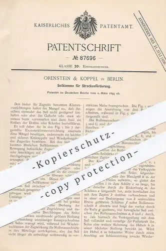 original Patent - Orenstein & Koppel , Berlin , 1895 , Seilklemme für Streckenförderung | Eisenbahn , Eisenbahnen , Zug