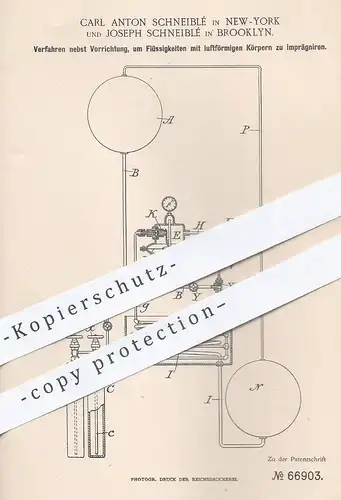 original Patent - Carl Anton u. Joseph Schneiblé , New York Brooklyn , Flüssigkeit mit luftförmigen Körpern imprägnieren