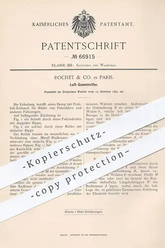 original Patent - Rochet & Co. , Paris , Frankreich , 1891 , Luft - Gummireifen | Luftreifen , Reifen , Räder , Fahrrad