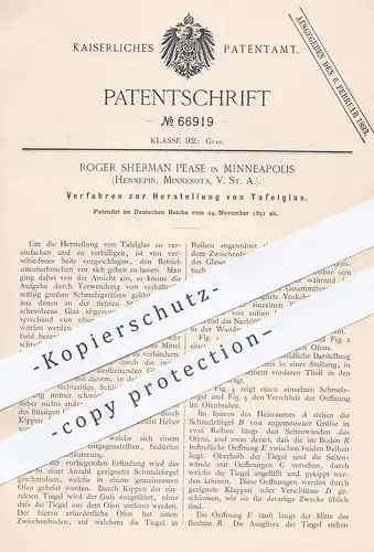 original Patent - Roger Sherman Pease , Minneapolis , Hennepin , Minnesota , USA , 1891 , Tafelglas | Glas , Gläser !!!